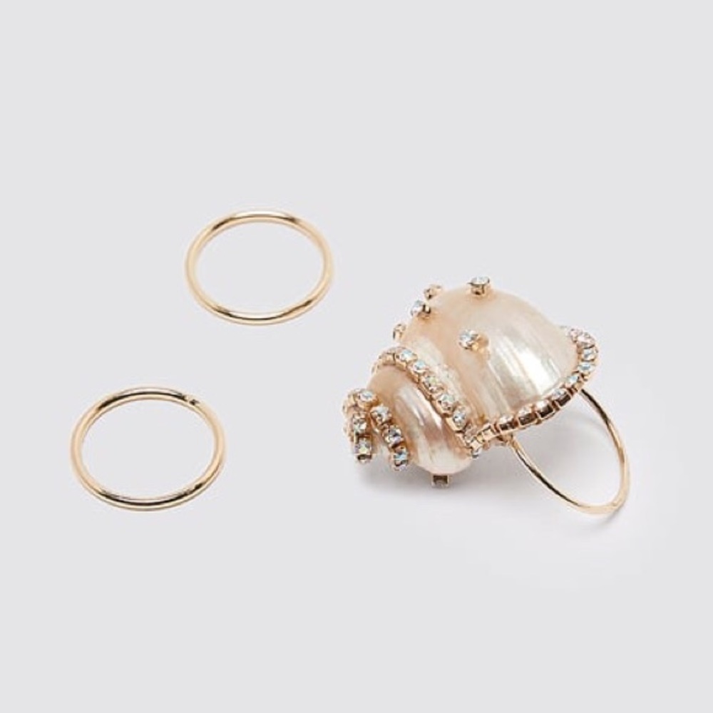 ZARA SPECIAL EDITION PACK OF SEASHELL RINGS 3 PACK BRAND NEW WITH TAGS